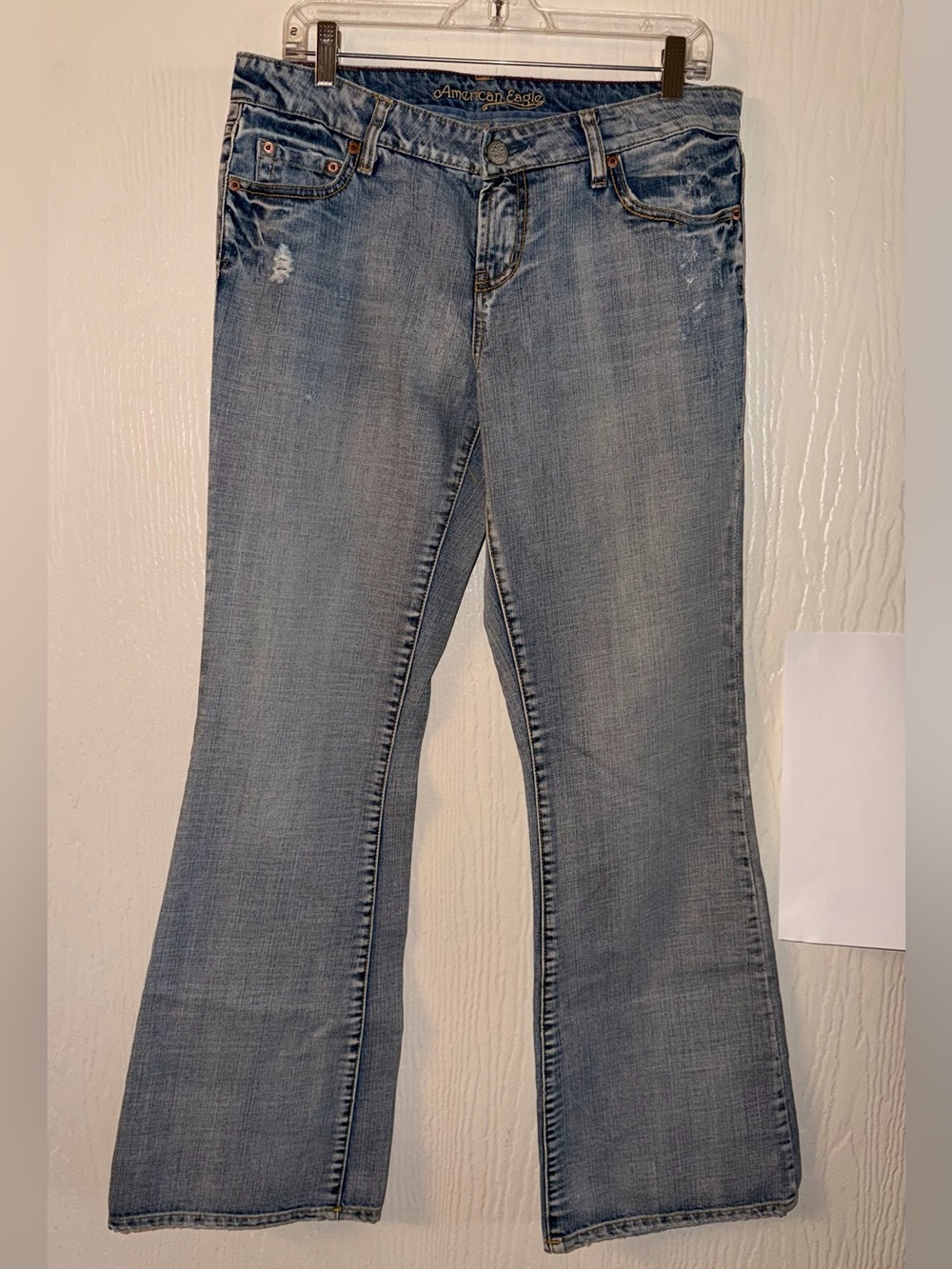 American Eagle Outfitters Women's Faded Blue Wide Leg Jeans